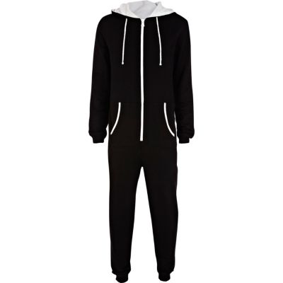 Black and white zip through all-in-one