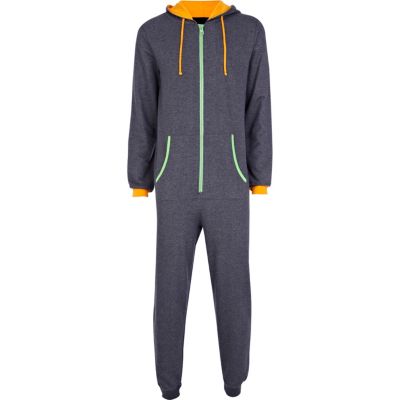 Dark grey contrast trim novelty all-in-one