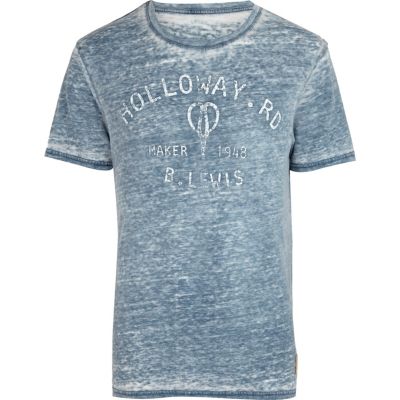 Blue burnout Holloway Road print t-shirt