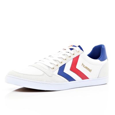 White Hummel colour block slim trainers