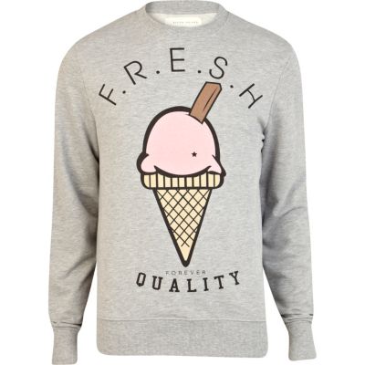 Grey fresh ice cream print sweatshirt
