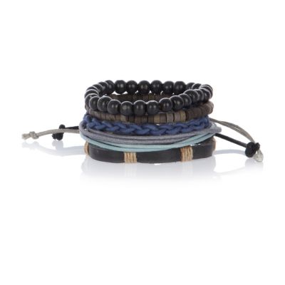 Black woven beaded bracelet pack