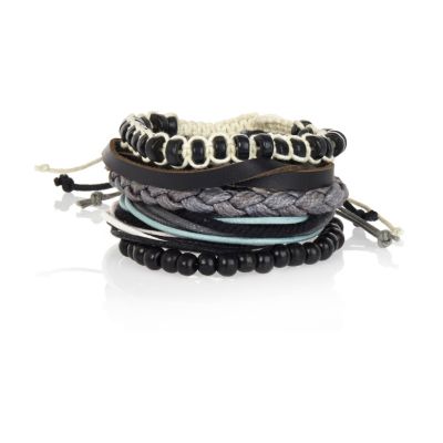 Black bead woven bracelet pack