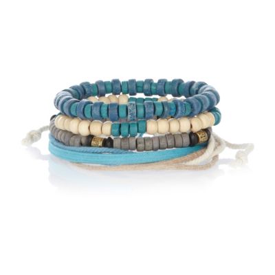 Blue and ecru bracelet pack
