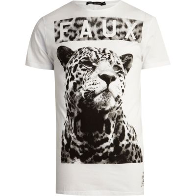 White Friend or Faux leopard print t-shirt
