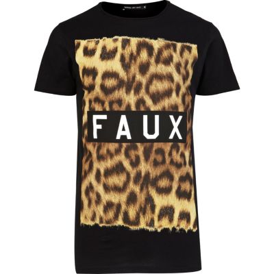 Black Friend or Faux leopard print t-shirt