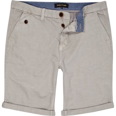 Grey turn up chino shorts