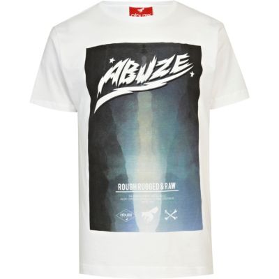 White Abuze London rough & raw print t-shirt