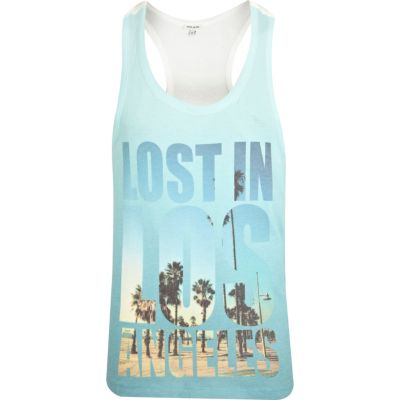 Blue LA palm print vest 