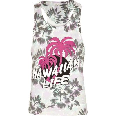 White Hawaiian life print vest 