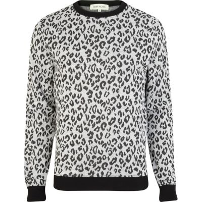 Black and white leopard print sweatshirt