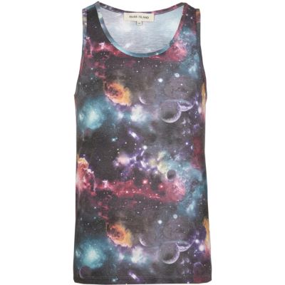 Purple cosmic print vest