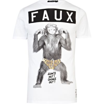 White Friend or Faux monkey print t-shirt