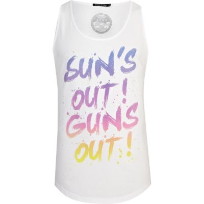 White Friend or Faux sun's out print vest