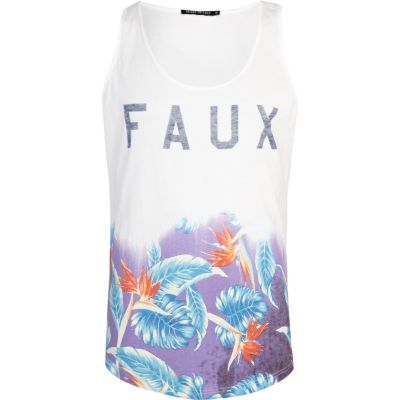White Friend or Faux tropical print vest
