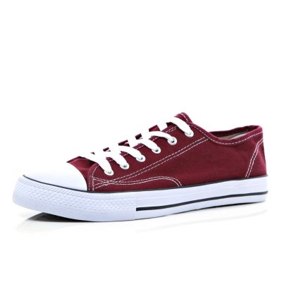 Dark red lace up plimsolls