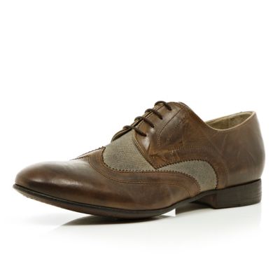 Brown contrast panel formal shoes