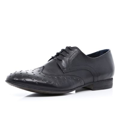 Black studded front lace up brogues