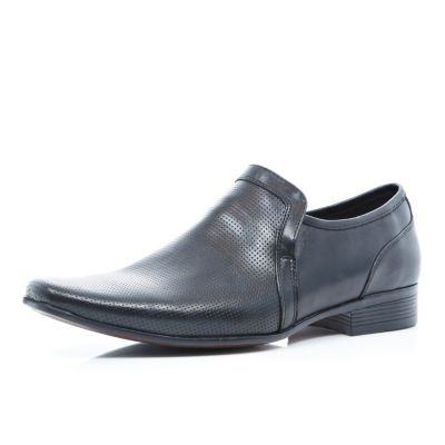 Black perforated panel slip on shoes
