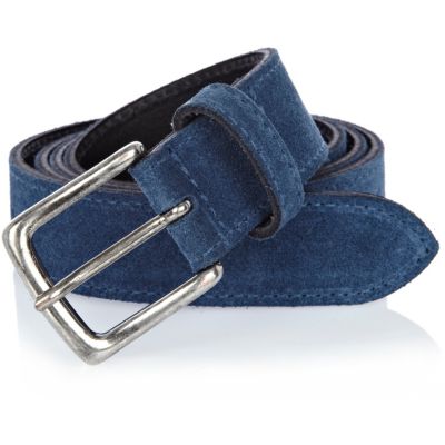 Blue suede chino belt