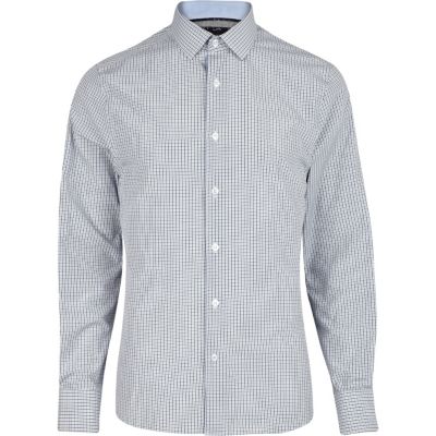 Blue check long sleeve shirt
