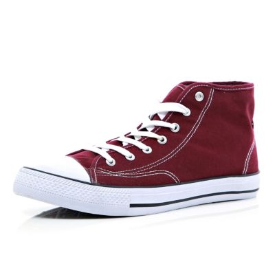 Dark red lace up high tops
