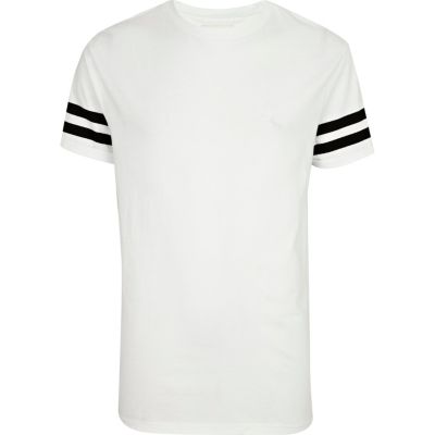 Black and white stripe sleeve t-shirt