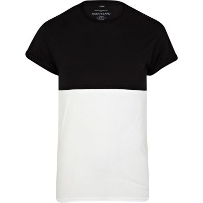 Black and white colour block t-shirt