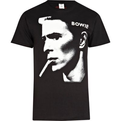 Black David Bowie print t-shirt