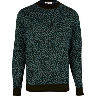 Blue leopard print sweatshirt