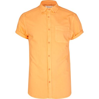 Orange short sleeve Oxford shirt