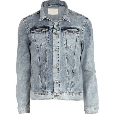 Acid wash LA Athletics print denim jacket
