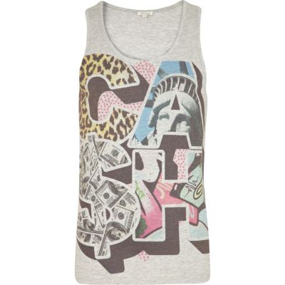 Grey cash print vest 