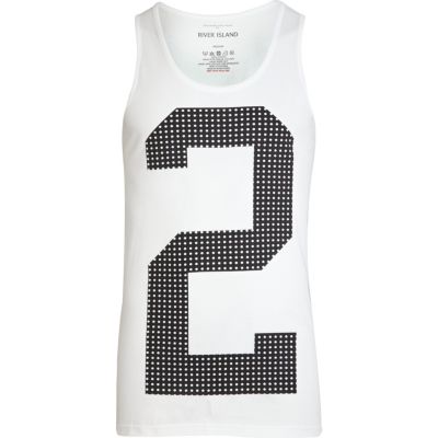 White polka dot 2 print vest