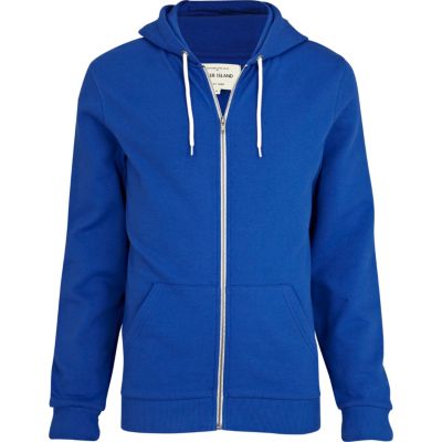Bright blue zip through hoodie