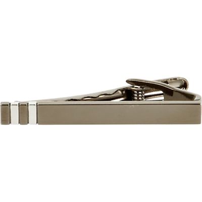 Grey metal stripe tie clip
