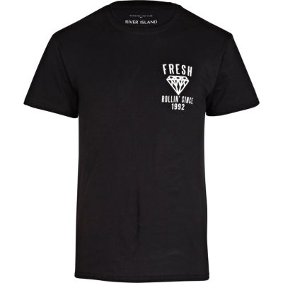 Black fresh back print t-shirt
