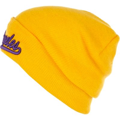 Yellow Los Angeles beanie hat 
