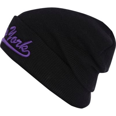 Black New York beanie hat