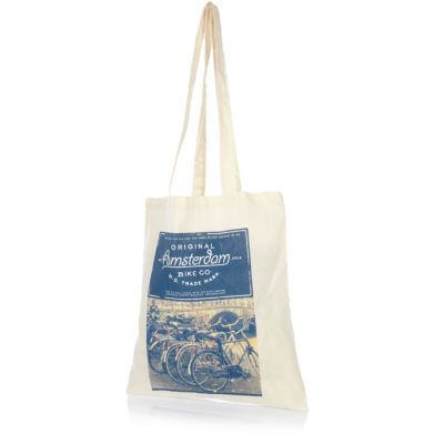 Ecru Amsterdam print shopper bag