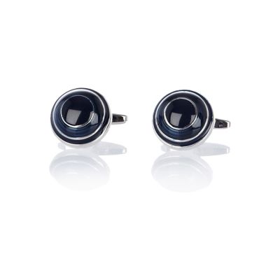 Navy circular cuff links