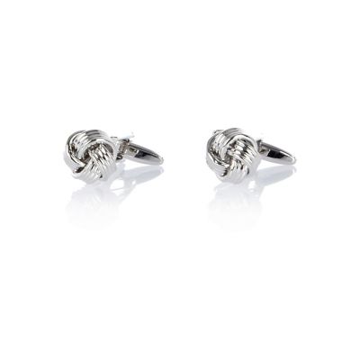 Silver tone knot cuff links