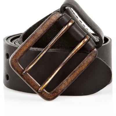 Black double prong buckle belt
