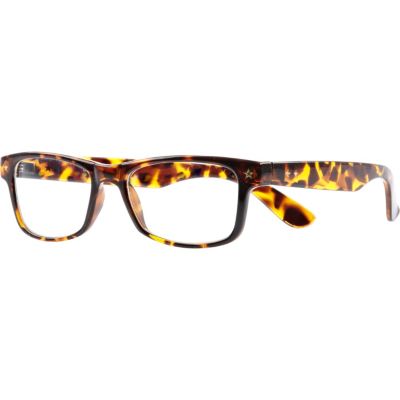 Brown tortoise shell clear glasses