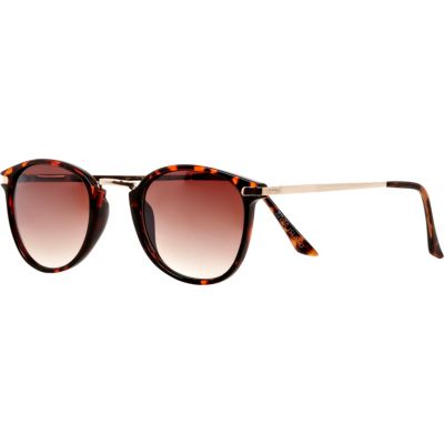 Brown tortoise shell round retro sunglasses