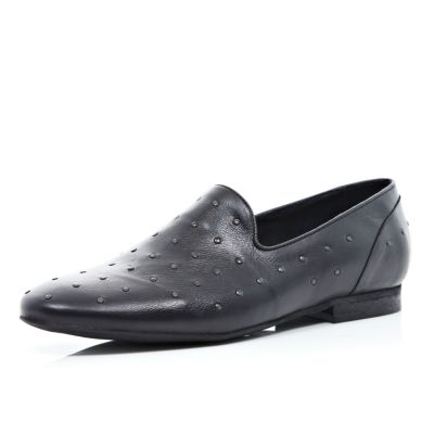 Black studded formal slipper shoes
