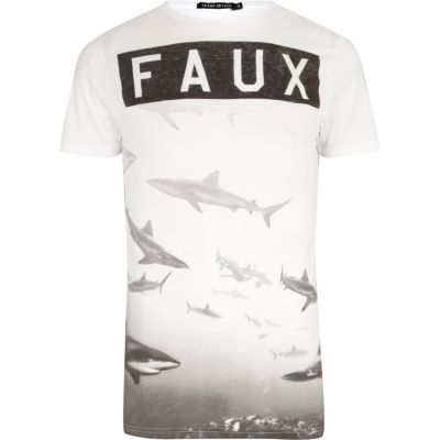 White Friend or Faux shark print t-shirt 