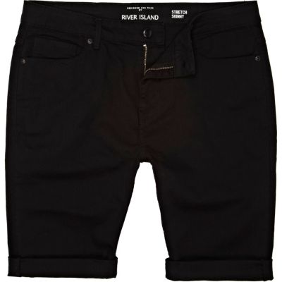 Black skinny stretch shorts