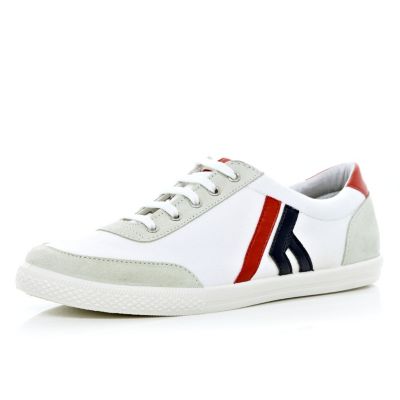 White colour block lace up plimsolls