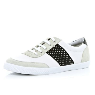 White perforated side panel plimsolls